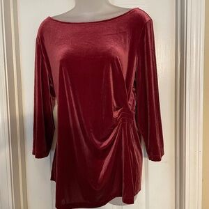 Jones New York red velvet blouse, size L